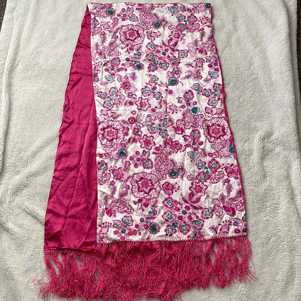 Burberry scarf or runner unisex pink teal 85 x 19 rectangular